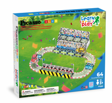 Load image into Gallery viewer, Picasso Tiles - Race Car Stadium Set with 2 Cars
