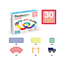 Load image into Gallery viewer, Picasso Tiles - Magnetic Race Track Building Blocks (30pcs)
